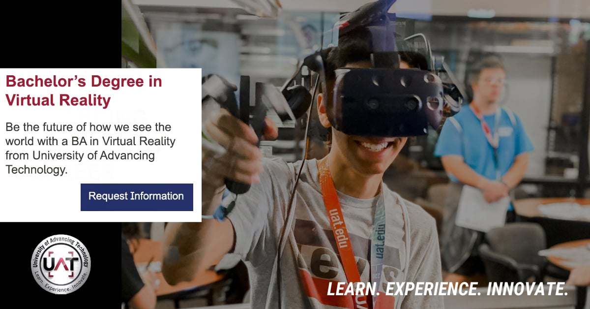 University of Advancing Technology Virtual Reality degree student using VR equipment
